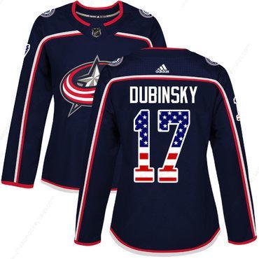 Adidas Columbus Blue Jackets #17 Brandon Dubinsky Navy Blue Home Authentic Usa Flag Women’s Stitched NHL Jersey