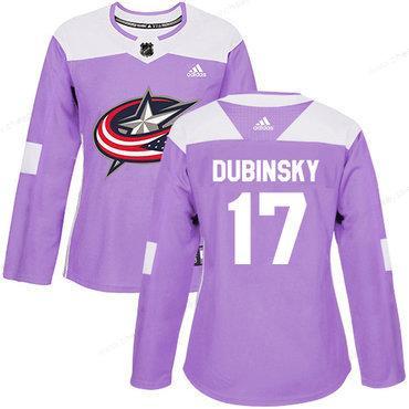 Adidas Columbus Blue Jackets #17 Brandon Dubinsky Purple Authentic Fights Cancer Women’s Stitched NHL Jersey