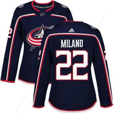 Adidas Columbus Blue Jackets #22 Sonny Milano Navy Blue Home Authentic Women’s Stitched NHL Jersey