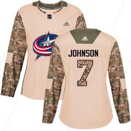 Adidas Columbus Blue Jackets #7 Jack Johnson Camo Authentic 2017 Veterans Day Women’s Stitched NHL Jersey