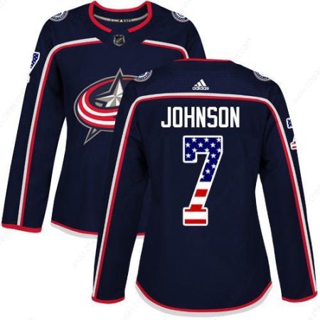 Adidas Columbus Blue Jackets #7 Jack Johnson Navy Blue Home Authentic Usa Flag Women’s Stitched NHL Jersey