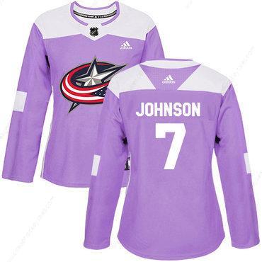 Adidas Columbus Blue Jackets #7 Jack Johnson Purple Authentic Fights Cancer Women’s Stitched NHL Jersey