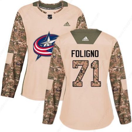 Adidas Columbus Blue Jackets #71 Nick Foligno Camo Authentic 2017 Veterans Day Women’s Stitched NHL Jersey