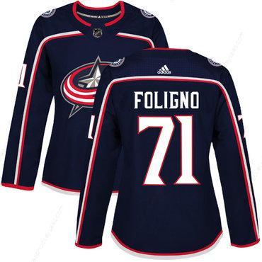 Adidas Columbus Blue Jackets #71 Nick Foligno Navy Blue Home Authentic Women’s Stitched NHL Jersey