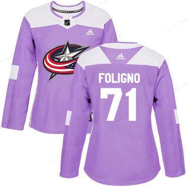 Adidas Columbus Blue Jackets #71 Nick Foligno Purple Authentic Fights Cancer Women’s Stitched NHL Jersey