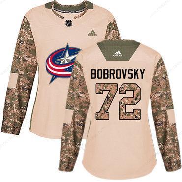 Adidas Columbus Blue Jackets #72 Sergei Bobrovsky Camo Authentic 2017 Veterans Day Women’s Stitched NHL Jersey