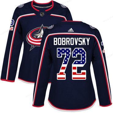 Adidas Columbus Blue Jackets #72 Sergei Bobrovsky Navy Blue Home Authentic Usa Flag Women’s Stitched NHL Jersey