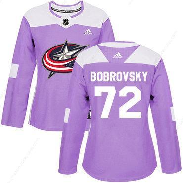 Adidas Columbus Blue Jackets #72 Sergei Bobrovsky Purple Authentic Fights Cancer Women’s Stitched NHL Jersey