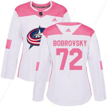 Adidas Columbus Blue Jackets #72 Sergei Bobrovsky White Pink Authentic Fashion Women’s Stitched NHL Jersey