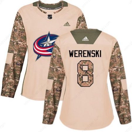 Adidas Columbus Blue Jackets #8 Zach Werenski Camo Authentic 2017 Veterans Day Women’s Stitched NHL Jersey