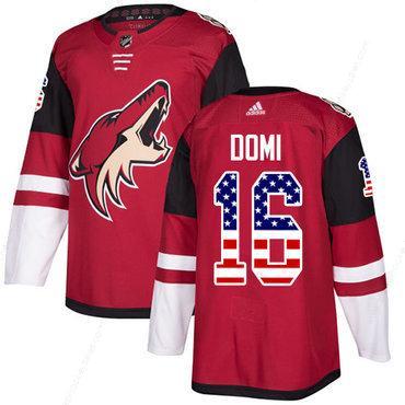 Adidas Coyotes #16 Max Domi Maroon Home Authentic Usa Flag Stitched NHL Jersey