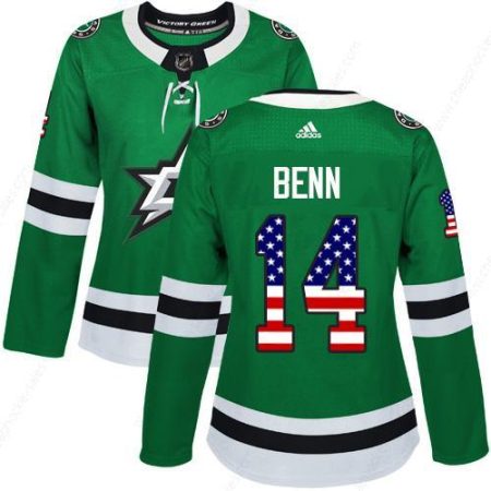 Adidas Dallas Stars #14 Jamie Benn Green Home Authentic Usa Flag Women’s Stitched NHL Jersey