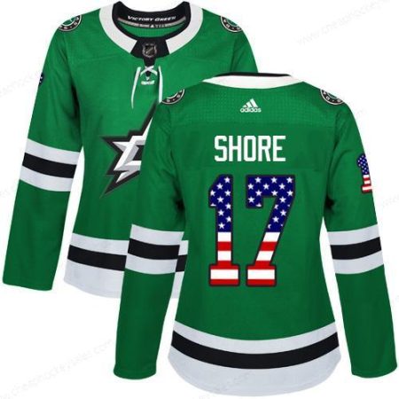 Adidas Dallas Stars #17 Devin Shore Green Home Authentic Usa Flag Women’s Stitched NHL Jersey