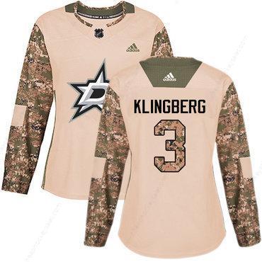 Adidas Dallas Stars #3 John Klingberg Camo Authentic 2017 Veterans Day Women’s Stitched NHL Jersey