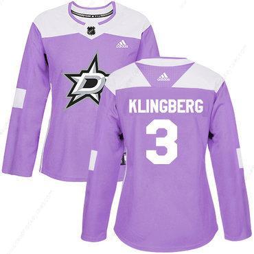 Adidas Dallas Stars #3 John Klingberg Purple Authentic Fights Cancer Women’s Stitched NHL Jersey