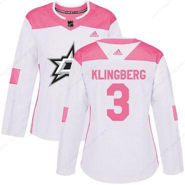 Adidas Dallas Stars #3 John Klingberg White Pink Authentic Fashion Women’s Stitched NHL Jersey