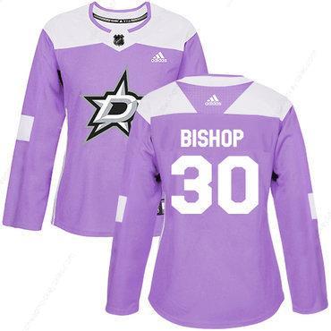 Adidas Dallas Stars #30 Ben Bishop Purple Authentic Fights Cancer Women’s Stitched NHL Jersey