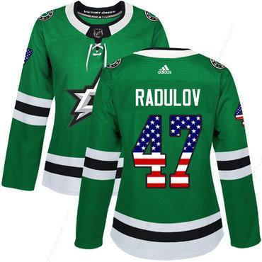 Adidas Dallas Stars #47 Alexander Radulov Green Home Authentic Usa Flag Women’s Stitched NHL Jersey