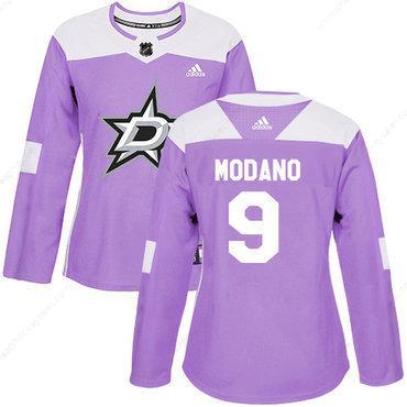 Adidas Dallas Stars #9 Mike Modano Purple Authentic Fights Cancer Women’s Stitched NHL Jersey