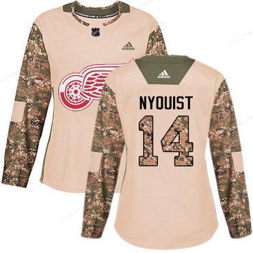 Adidas Detroit Red Wings #14 Gustav Nyquist Camo Authentic 2017 Veterans Day Women’s Stitched NHL Jersey