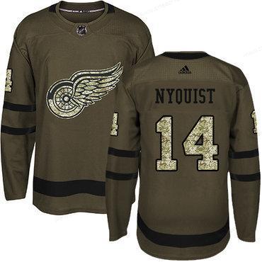 Adidas Detroit Red Wings #14 Gustav Nyquist Green Salute To Service Stitched Youth NHL Jersey