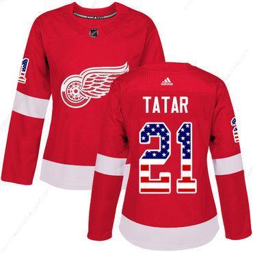 Adidas Detroit Red Wings #21 Tomas Tatar Red Home Authentic Usa Flag Women’s Stitched NHL Jersey