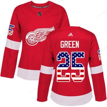 Adidas Detroit Red Wings #25 Mike Green Red Home Authentic Usa Flag Women’s Stitched NHL Jersey