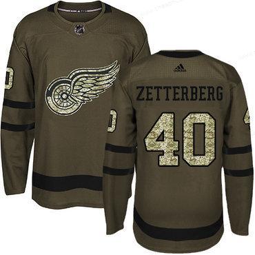 Adidas Detroit Red Wings #40 Henrik Zetterberg Green Salute To Service Stitched Youth NHL Jersey