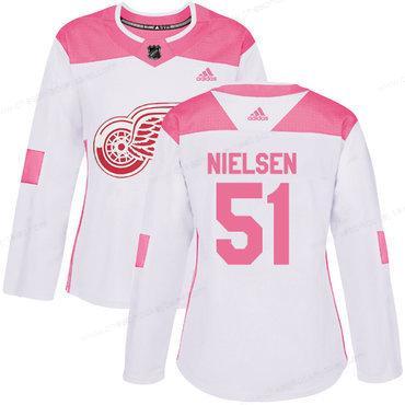 Adidas Detroit Red Wings #51 Frans Nielsen White Pink Authentic Fashion Women’s Stitched NHL Jersey