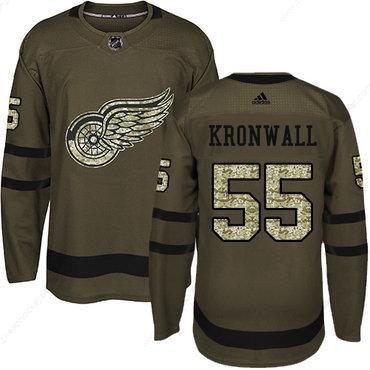 Adidas Detroit Red Wings #55 Niklas Kronwall Green Salute To Service Stitched Youth NHL Jersey