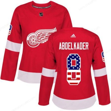 Adidas Detroit Red Wings #8 Justin Abdelkader Red Home Authentic Usa Flag Women’s Stitched NHL Jersey