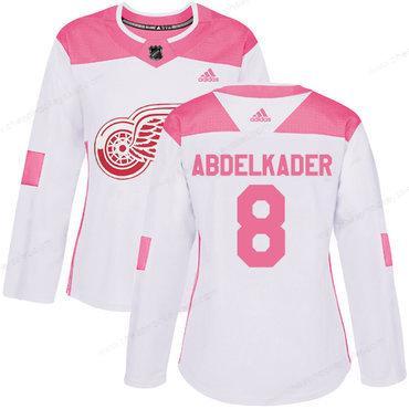 Adidas Detroit Red Wings #8 Justin Abdelkader White Pink Authentic Fashion Women’s Stitched NHL Jersey