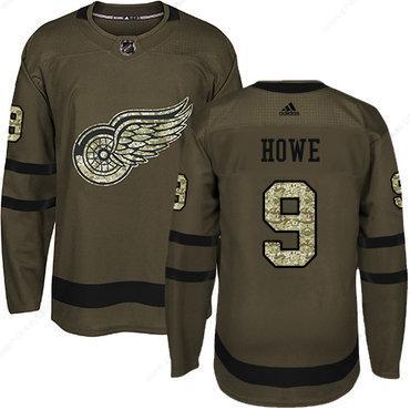 Adidas Detroit Red Wings #9 Gordie Howe Green Salute To Service Stitched Youth NHL Jersey