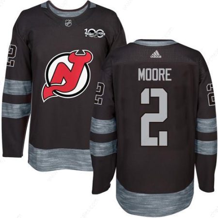 Adidas Devils #2 John Moore Black 1917-2017 100Th Anniversary Stitched NHL Jersey