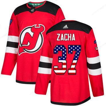 Adidas Devils #37 Pavel Zacha Red Home Authentic Usa Flag Stitched NHL Jersey