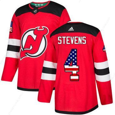 Adidas Devils #4 Scott Stevens Red Home Authentic Usa Flag Stitched NHL Jersey