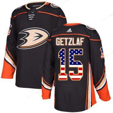 Adidas Ducks #15 Ryan Getzlaf Black Home Authentic Usa Flag Stitched NHL Jersey