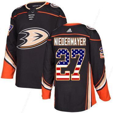 Adidas Ducks #27 Scott Niedermayer Black Home Authentic Usa Flag Stitched NHL Jersey