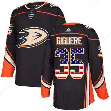 Adidas Ducks #35 Jean-Sebastien Giguere Black Home Authentic Usa Flag Stitched NHL Jersey