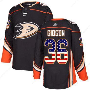 Adidas Ducks #36 John Gibson Black Home Authentic Usa Flag Stitched NHL Jersey