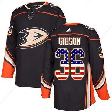 Adidas Ducks #36 John Gibson Black Home Authentic Usa Flag Youth Stitched NHL Jersey