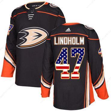 Adidas Ducks #47 Hampus Lindholm Black Home Authentic Usa Flag Stitched NHL Jersey