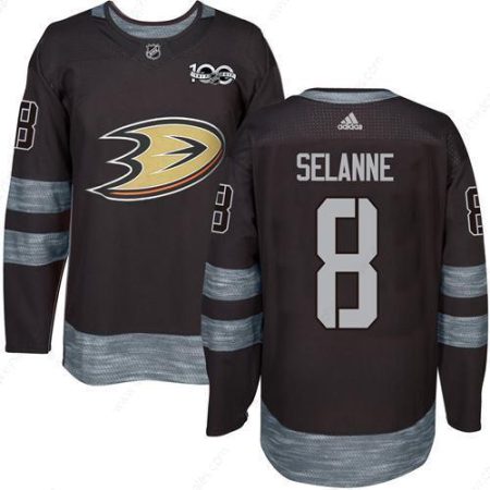 Adidas Ducks #8 Teemu Selanne Black 1917-2017 100Th Anniversary Stitched NHL Jersey