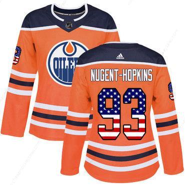 Adidas Edmonton Oilers #93 Ryan Nugent-Hopkins Orange Home Authentic Usa Flag Women’s Stitched NHL Jersey