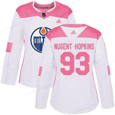 Adidas Edmonton Oilers #93 Ryan Nugent-Hopkins White Pink Authentic Fashion Women’s Stitched NHL Jersey