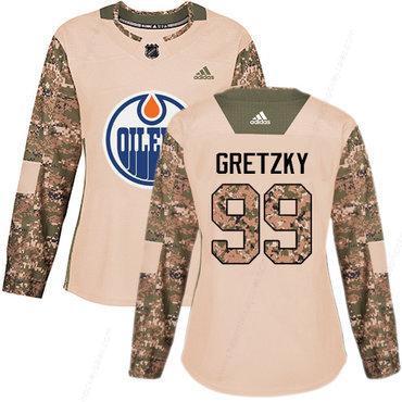 Adidas Edmonton Oilers #99 Wayne Gretzky Camo Authentic 2017 Veterans Day Women’s Stitched NHL Jersey