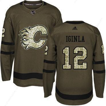 Adidas Flames #12 Jarome Iginla Green Salute To Service Stitched Youth NHL Jersey