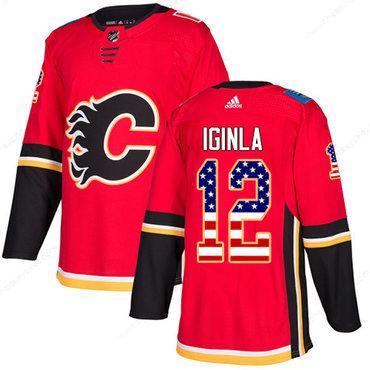 Adidas Flames #12 Jarome Iginla Red Home Authentic Usa Flag Stitched Youth NHL Jersey