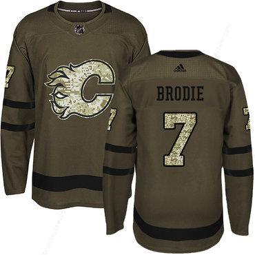 Adidas Flames #7 Tj Brodie Green Salute To Service Stitched Youth NHL Jersey