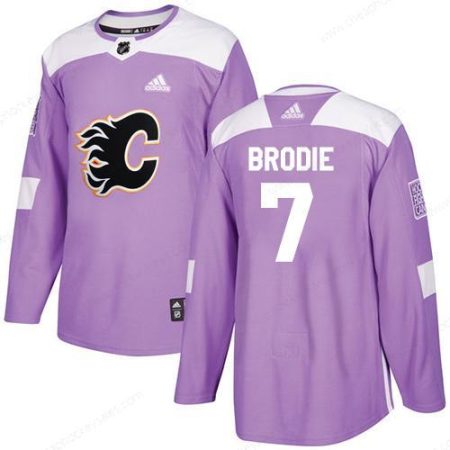 Adidas Flames #7 Tj Brodie Purple Authentic Fights Cancer Stitched Youth NHL Jersey